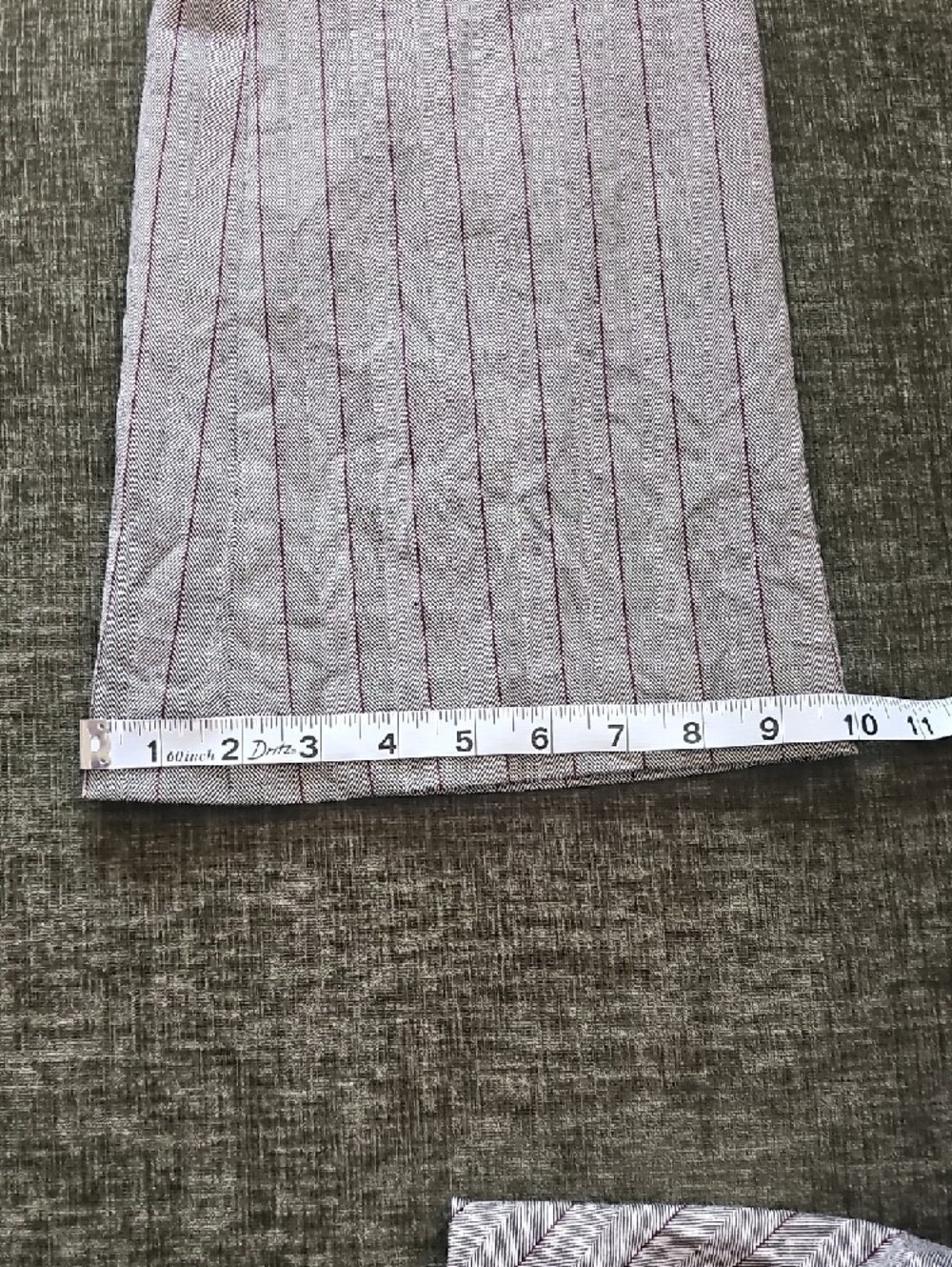 bebe Gray Pinstripe Two-Piece Suit with Burgundy Lining - Picture 12 of 13